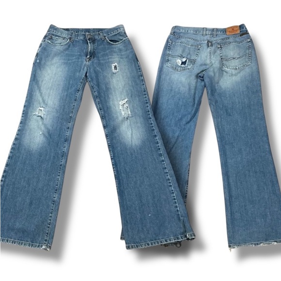 Lucky Brand Dungarees by Gene Montesano Distressed Lazy Day Jeans Size 31 - Picture 1 of 9